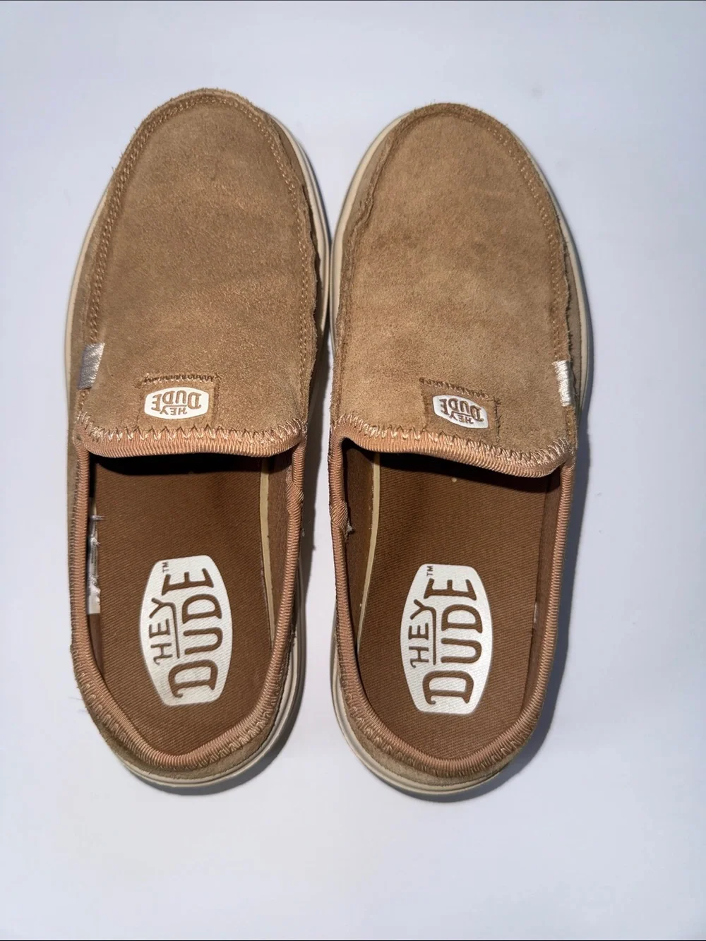 Hey Dude Men’s Casual Suede Slip-On Loafers in Tan/Brown